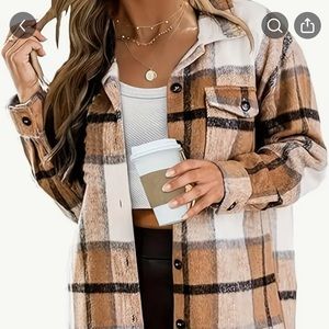 Plaid button down shacket